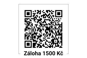QR Platba pro zaplacení zálohy 1500 Kč na letní tábor Trutnov 2024